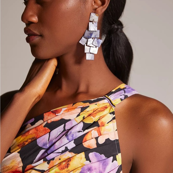 Anthropologie Geisha Designs Floral Asymmetrical Hem Midi Dress - Picture 11 of 17